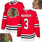 Blackhawks #3 Magnuson Red With Special Glittery Logo Adidas Jersey,baseball caps,new era cap wholesale,wholesale hats